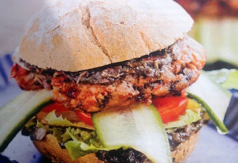 close up foto van een vegan burger
