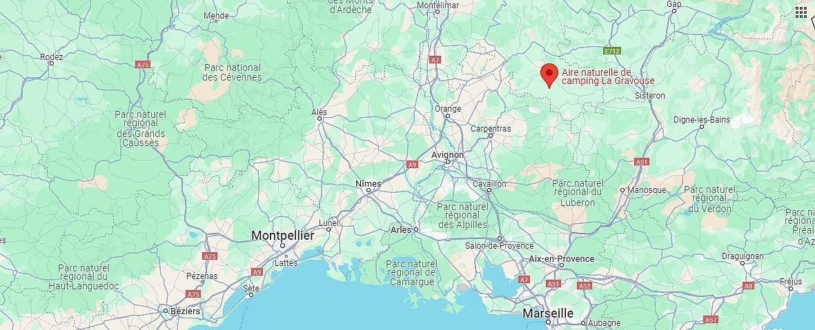 kaart locatie camping la Gravouse - Frankrijk